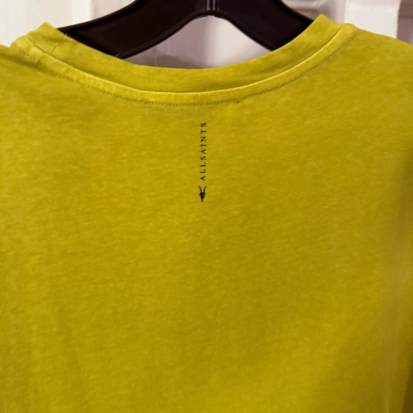 All Saints Women’s Bright Lime Short rolled Sleeve Tee shirt Cotton Sz S NWOT - Picture 3 of 7